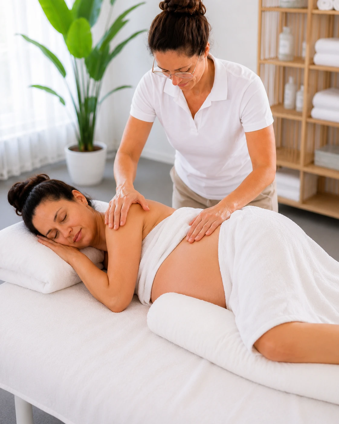 Schwangerschaftsmassage in stützender Seitenlage – Praxis in Stäfa